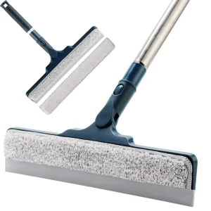 2-in-1 Window and Shower Squeegee 57.8-in Long Handle 12-in 160° Rotatable Head 2 Replacement Pads for Glass Mirror and Car