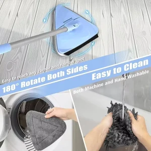 2026Wall Mop Cleaner Telescoping Stainless Steel Pole Twist Wringing Triangular Baseboard Scrubber Ceiling Cleaning Squeegee Mop