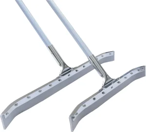 22-Inch and 30-Inch Curved Stainless Steel Floor Squeegee with Rubber Blade