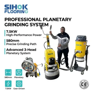 220V Gear-Drive Planetary Concrete Floor Grinder 3 Heads 9 Discs Epoxy Removal Dustless Floor Polisher