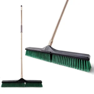 23.6 Inch Heavy Duty Push Broom with 60 cm PVC Head, Long Handle, for Outdoor Floor Cleaning