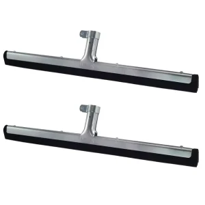 24 Inch Steel Floor Squeegee with Galvanized Wood Rubber Handle