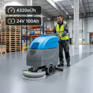 24V Battery Powered Walk Behind Floor Scrubber 540mm Cleaning Width 4320m²/h Efficiency for Factory Shop