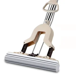 28cm Water-Absorbing Sponge Mop with 360-Degree Spin, Folding Squeeze, Telescopic Handle and 80%-90% Dehydration Rate
