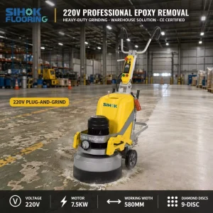 3-Head Planetary Concrete Grinder 580mm 9-Disc Gear-Driven Floor Polishing Machine