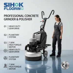 3-Head Planetary Gear-Driven Concrete Polishing Machine 10HP 7.5KW 580mm Industrial Floor Grinder Factory