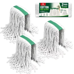 3-Pack Cotton Mop Head Refills Compatible with All-Purpose Wet Mop, 50% Cotton 50% Polyester
