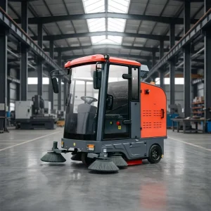 3-Wheel Enclosed Ride-On Electric Road Sweeper, Battery-Powered, for Schools, Properties and Roads