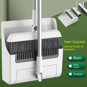 3-in-1 Broom, Dustpan, and Floor Brush with Soft PP Bristles, 60 cm