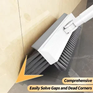 3-in-1 Plastic Floor Scrub Brush with Stainless Steel Handle, V-Shaped Stiff Bristles