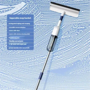 3-in-1 Water Fed Pole Spray Window Cleaner Equipment Microfiber Squeegee Suction Cup for High-Altitude Building Exterior