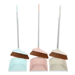 30 Inch All Plastic Broom Dustpan Set Eco Friendly Durable Scraper Lip Hanging Hole Soft Bristles Portable Economic Cleaning 1