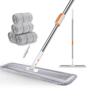 32-Inch Commercial Microfiber Flat Mop for Hardwood, Laminate and Tile Floors, 360-Degree Rotating