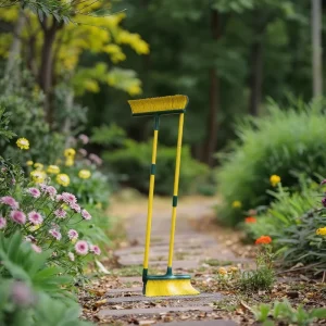 35 cm Curved Bristle 2-Way Hard-Floor Sweeping Brush Garden Leaf Telescopic Claw PP PVC Steel Broom Rake
