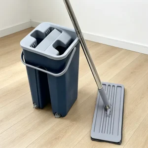 360 Cleaning Mop Set Foldable Steel Pole 3L Capacity Durable Magic Floor Squeeze Bucket Wringer 2 Mopheads 80 90% Dehydration
