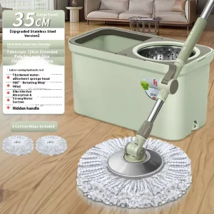360 Degree Design Eco Friendly Stainless Steel Floor Cleaning Mop Bucket Set 1 Microfiber Head Automatic Disinfectant Addable