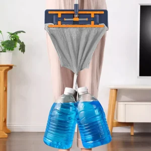 360-Degree Flat Mop with Replaceable Cloth Head and Long Steel Pole
