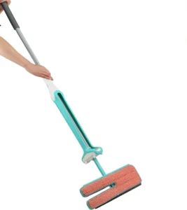360-Degree Flat Mop with Squeeze Split Microfiber Head, Automatic Squeeze, Double-Sided