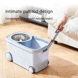360-Degree Microfiber Flat Mop with Stainless Steel Handle and Bucket Set