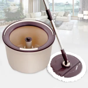 360-Degree Microfiber Mop with Foldable Handle and Bucket for Wood Floors