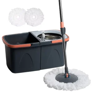 360-Degree Microfiber Mop with Stainless Steel Pole, Detachable Separation Bucket, and Spin Function