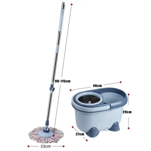 360-Degree Microfiber Spin Mop Bucket Set with Self-Wringing Mop and Replacement Heads