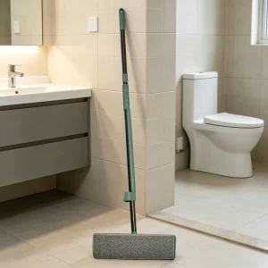 360-Degree Plastic Panel Microfiber Flat Squeeze Mop with Steel Pole and Rectangular Head