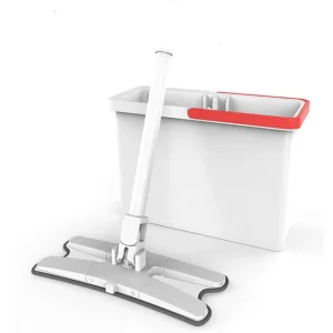 360-Degree Press Wash Mop Bucket with Iron Pole and Microfiber Pad