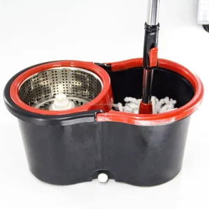 360-Degree Rolling Spin Mop Bucket Set with Disposable Head and Hands-Free Floor Cleaning