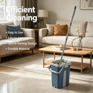 360 Degree Rotary Flat Microfiber Mop Self Washing Squeeze Dry Foldable Handle Steel Pole Handsfree Eco Friendly