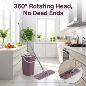 360 Degree Rotary Flat Mop with Self Washing and Squeeze Dry Bucket Mop Handsfree Lazy Microfiber Mop