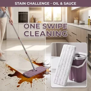 360 Degree Rotary Magic Flat Mop with Self Washing and Squeeze Dry Bucket Handsfree Lazy Steel Microfiber Mop