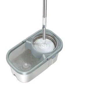 360-Degree Rotary Mop Bucket with Stainless Steel Pole and Self-Wringer