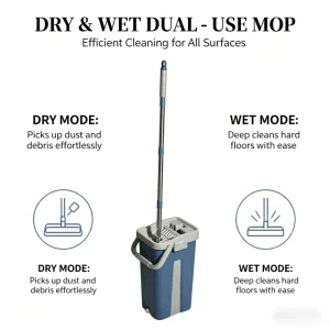 360 Degree Rotatable High Capacity Durable Eco friendly Microfiber Flat Mop