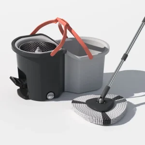 360 Degree Rotatable Microfiber Mop with Adjustable Stainless Steel Pole Separation Bucket for Easy Home Cleaning