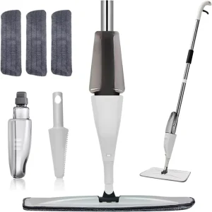 360-Degree Rotatable Microfiber Spray Mop with Stainless Steel Handle