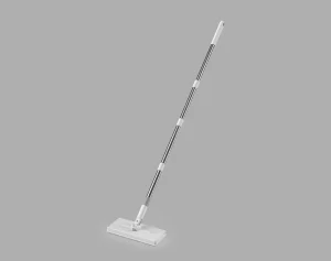 360-Degree Rotatable Stainless Steel Flat Mop with Clamping Mechanism and Extendable Handle for Hardwood Floors
