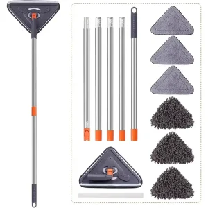 360-Degree Rotatable Triangle Deep-Cleaning Mop Long-Handle Window Cleaner Dry Wet Wall Mop