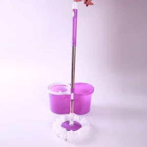 360 Degree Rotating Blue Magic Mop 2 Microfibre Mop Heads Traditional Design Stainless Steel Pole Plastic Basket Extendable