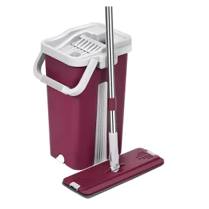 360-Degree Rotating Flat Mop and Bucket Set with Squeezing Function
