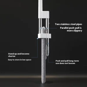 360-Degree Rotating Flat Mop with Telescopic Steel Handle and Squeeze Mechanism