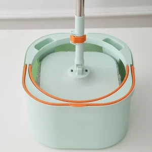 360-Degree Rotating Floor Cleaning Mop and Bucket Set with Retractable Handle, 2 Mop Heads, High Dehydration Rate