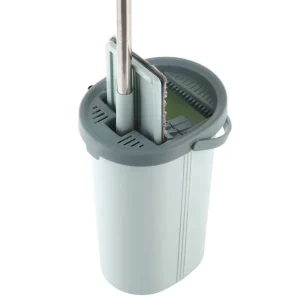 360-Degree Rotating Hands-Free Spin Mop and Bucket System with Microfiber Pads and Stainless Steel Foldable Handle