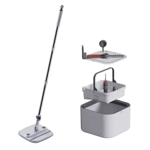 360 Degree Rotating Magic Spins Bucket Set Self Cleaning Microfiber Mop Steel Flat Handle for Cleaning Dirty Floors Squeezing