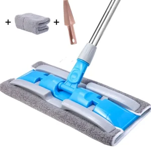 360-Degree Rotating Microfiber Flat Mop with 2 Detachable Mopheads