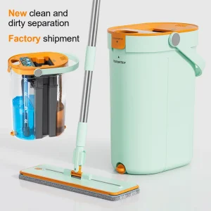 360-Degree Rotating Microfiber Flat Mop with Aluminum Rod and Swivel Handle