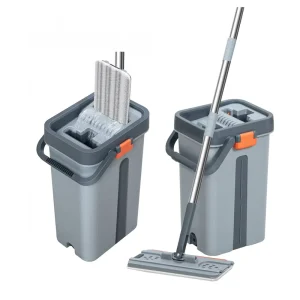 360 Degree Rotating Microfiber Magic Flat Mop with Plastic Bucket for Floor Cleaning, Factory Direct