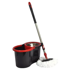 360-Degree Rotating Microfiber Mop Bucket with Stainless Steel Handle and Pole