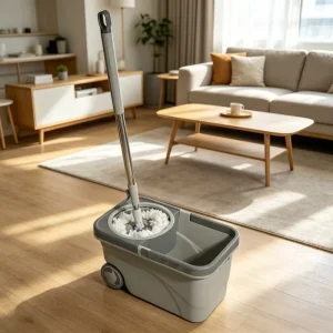 360-Degree Rotating Microfiber Mop and Bucket Set for Kitchen and Bathroom Floor Cleaning