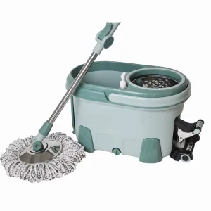 360-Degree Rotating Microfiber Spin Mop and Bucket Set with Foot Pedal and Wheels